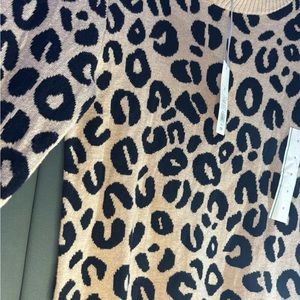 Target Black and Tan Crew Neck Sweater with Animal Print